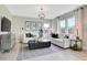 Bright living room featuring white sofas, a modern coffee table, and large windows at 2134 Boxwood Dr, Greenfield, IN 46140