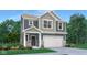 Charming two-story home featuring a two-car garage, stone accents, and a well-maintained lawn at 4040 Jacoby Pl, Indianapolis, IN 46268