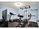 Fully equipped work out facility with machines, bench, weights, and television in basement at 5147 Nicodemus Dr, Plainfield, IN 46168