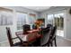 Dining room with modern table, leather chairs, sliding glass door, and lots of sunlight at 6236 White Rabbit Pl, Indianapolis, IN 46235