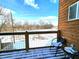 Charming deck with wood railings, a patio set, and a snowy neighborhood view at 1328 E Minnesota St, Indianapolis, IN 46203