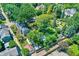 Stunning aerial view of a home with a large backyard, mature trees, and a sparkling swimming pool at 1409 N Park Ave, Indianapolis, IN 46202