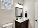 This bathroom includes a vanity with a sleek mirror and modern fixtures at 1624 Prospect St, Indianapolis, IN 46203