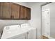 Functional laundry room with modern appliances, cabinetry, and ample space at 1624 Prospect St, Indianapolis, IN 46203