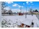 Backyard view featuring a picnic table and a shed covered in snow, enhancing the outdoor living space at 1651 Lawton Ave, Indianapolis, IN 46203