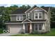 Two-story home with gray siding, brick accents, covered porch, and well-manicured lawn at 449 Hidden Hills Dr, Pittsboro, IN 46167