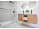 Beautiful bathroom with double vanity, frameless glass shower, and modern finishes at 509 St Paul St, Indianapolis, IN 46203