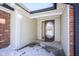 Covered front porch featuring a decorative glass door and neutral siding at 10953 Mount Vernon N Trl, Indianapolis, IN 46229