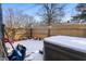 Backyard features a hot tub and a wood privacy fence creating a cozy and secluded space at 2829 Country Estates Dr, Indianapolis, IN 46227