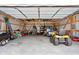 Spacious garage interior with high ceilings, wood framing, and ample space for storage and equipment at 8225 W 825 N, Thorntown, IN 46071