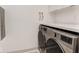 Laundry area features modern appliances and ample counter space for folding and storage at 877 N East St # 103, Indianapolis, IN 46202