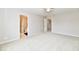 Neutral carpeted bedroom provides entry to bathrooms and is open concept at 10669 Springston Ct, Fishers, IN 46037