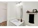 Bright bathroom with a single sink vanity, quartz countertop, and modern fixtures at 4425 Maize Ln, Whitestown, IN 46075