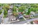 Aerial view of a neighborhood with tree-lined streets showcases a cozy home at 5053 E Michigan St, Indianapolis, IN 46201