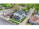 Aerial view of the house in a residential area with mature trees in spring at 5053 E Michigan St, Indianapolis, IN 46201
