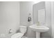 Clean powder room with pedestal sink and modern fixtures at 6723 Collisi Pl, Brownsburg, IN 46112