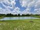 Picturesque community pond surrounded by lush greenery, creating a serene and natural setting at 7026 Barrett Dr, Brownsburg, IN 46075