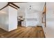 Eat-in kitchen featuring white cabinets, stainless steel appliances, and a stylish backsplash at 11131 N State Road 9, Fountaintown, IN 46130