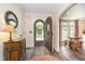 Elegant foyer showcasing hardwood floors and stylish decor at 219 Buckingham Dr, Indianapolis, IN 46208