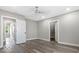 This bedroom is spacious and offers two entrances to bathrooms and closets at 2257 E Brookside Ave, Indianapolis, IN 46218