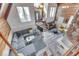 Open concept living room featuring vaulted ceilings and views of the home's entry at 6420 Oriole Dr, Nineveh, IN 46164