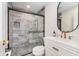 Modern bathroom with a walk-in shower, sleek fixtures, and stylish tile at 10 Point Ln, Arcadia, IN 46030