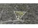 An aerial view highlighting the property lines of the home site, surrounded by trees at 1032 E Woodall Ct, Martinsville, IN 46151
