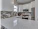 Modern kitchen boasts white cabinets, stainless steel appliances, and quartz countertops at 1032 E Woodall Ct, Martinsville, IN 46151