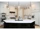 Bright kitchen features white cabinets, stainless steel appliances, marble backsplash, and an island with a black base at 3841 Falls Cir, Carmel, IN 46033