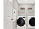 Laundry room with washer, dryer and shelving at 526 Carroll St, New Whiteland, IN 46184