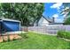A backyard with a green lawn, a wood deck, and a wood fence surrounding the yard at 790 N 14Th St, Noblesville, IN 46060