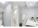 Modern bathroom featuring a walk-in shower, bright vanity, and contemporary fixtures at 790 N 14Th St, Noblesville, IN 46060