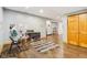 Versatile finished basement space with wood floors, storage, and room for activities at 9956 Hickory Ridge Dr, Zionsville, IN 46077