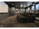 Inviting home theater with tiered seating, a large screen, and a concession area at 11620 Willow Springs Dr, Zionsville, IN 46077