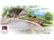Community lounge area with a fire pit, seating, and a picturesque pond at 16822 Imperial Ct, Fishers, IN 46040