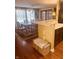 Open kitchen and dining area with bar seating and modern appliances at 2317 Lincoln Dr, Cicero, IN 46034