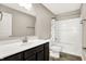 Bathroom featuring a white countertop, a mirror, a toilet, and a shower at 2792 Maricopa Blvd, Whitestown, IN 46075