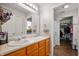 Bright bathroom with double sink vanity and walk-in closet at 307 Blue Spruce Dr, Pendleton, IN 46064