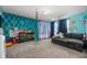 Fun, colorful bedroom with pullout couch, and unique decor at 307 Blue Spruce Dr, Pendleton, IN 46064