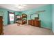 Bright bedroom with bunk beds, a dresser, and carpet flooring, offering a cozy living space at 9698 W Lantern Ln, Pendleton, IN 46064