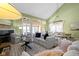 Inviting living room with fireplace, dining area, and plenty of natural light from large windows at 11338 Bayhill Way, Indianapolis, IN 46236