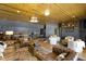 Cozy living room featuring stylish decor, wood ceiling, a fireplace, and a bar at 11338 Bayhill Way, Indianapolis, IN 46236