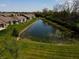 A tranquil pond surrounded by lush green grass and trees, offering a serene view at 1223 Blackthorne S Trl, Plainfield, IN 46168