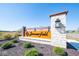 Summerfield community sign features stone accents and manicured landscaping at 1404 Bluebonnet Pl, Shelbyville, IN 46176