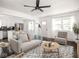 Open-concept living space with stylish furniture and a view of the kitchen at 1420 E Market St, Indianapolis, IN 46201
