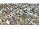 An aerial view of a residential area with a mix of cozy homes and tree-lined streets during late fall or early winter at 2402 Adams St, Indianapolis, IN 46218