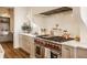 Gourmet kitchen showcasing professional-grade appliances, white backsplash, and custom cabinetry at 3588 Marketplace Ct, Zionsville, IN 46077