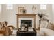 A beautifully decorated living room featuring a fireplace, comfortable seating, and natural light at 3588 Marketplace Ct, Zionsville, IN 46077