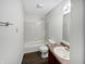 Clean bathroom with a shower-tub, updated vanity, and modern fixtures at 4140 Congaree Dr, Indianapolis, IN 46235