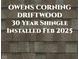 Owens Corning Driftwood 30-year shingles installed in February 2025 at 9078 N River Chase Ln, McCordsville, IN 46055